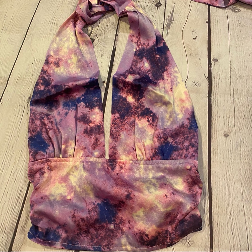 Tie dye purple halter top